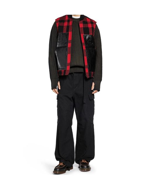 Junya Watanabe Gray Checked Panelled Vest for men