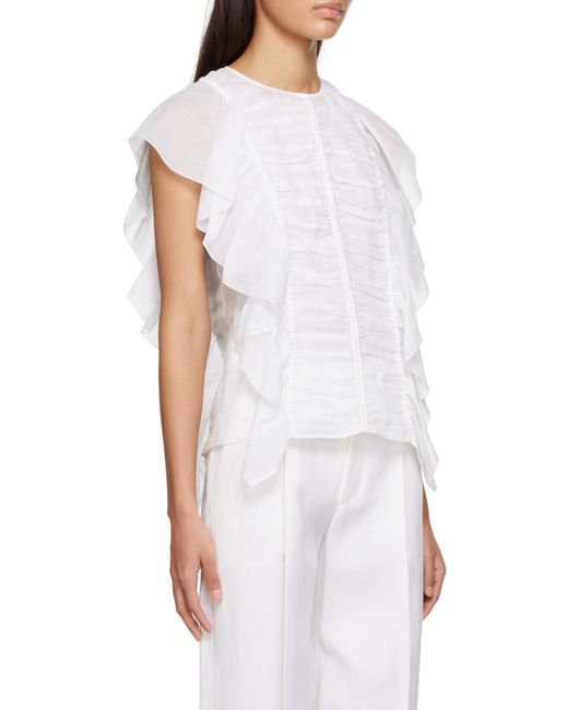 Chloé White Chloé Ruffled Sleeveless Top