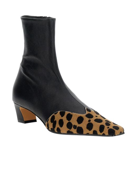Khaite Black 40Mm Nevada Hyena-Print Square Toe Boots