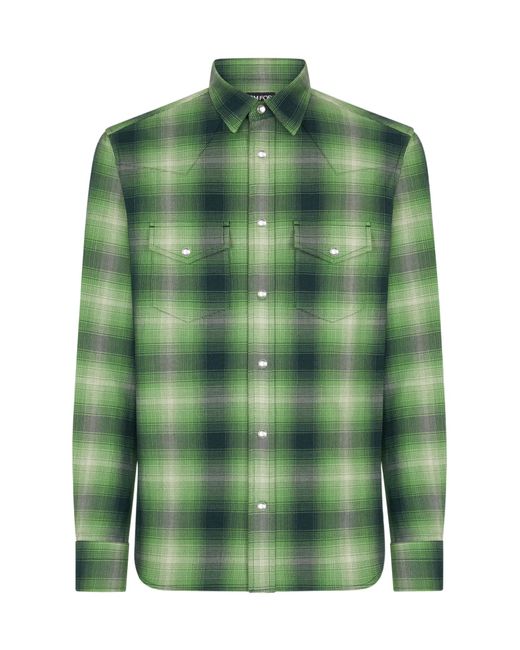 Tom Ford Green Checked Shirt for men