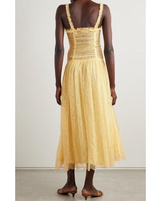 Ulla Johnson Yellow Florelle Pleated Maxi Dress