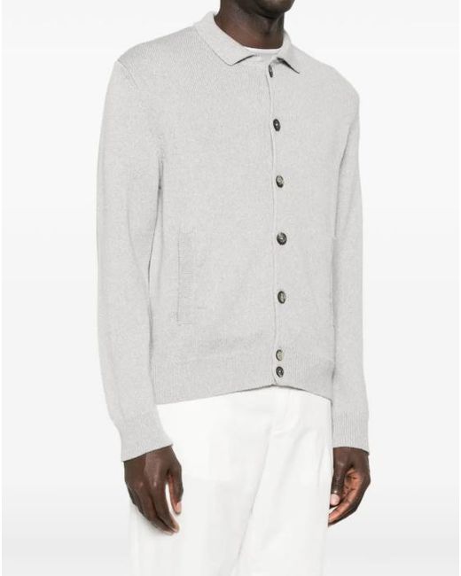 Eleventy White Button Pocket Cardigan for men