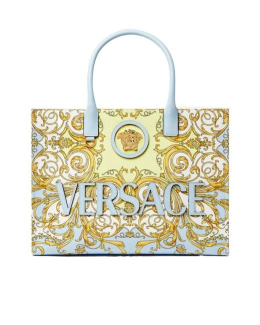 Versace Metallic La Medusa Printed Large Tote Bag