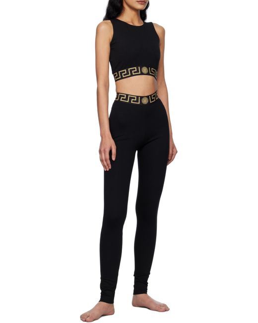 Versace Black Greca Border Sleeveless Cropped Top