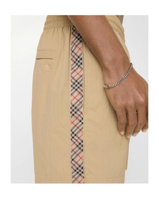 Burberry Natural Check-Stripe Swim Shorts for men