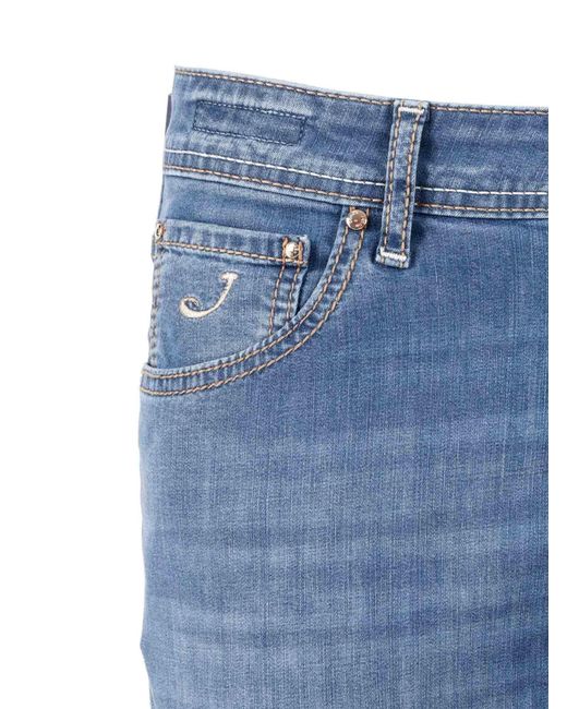 Jacob Cohen Blue Logo Detailed Slim Fit Jeans for men