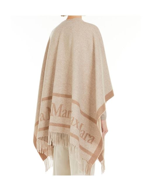 Max Mara Natural Fringed Logo Shawl