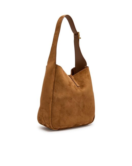 Saint Laurent Brown Le 5 À 7 Small Suede Hobo Bag