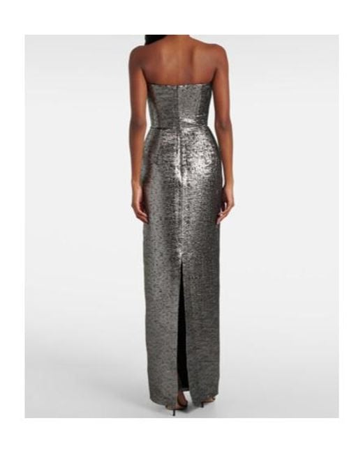 Emilia Wickstead Gray Laelia Jacquard Bustier Gown