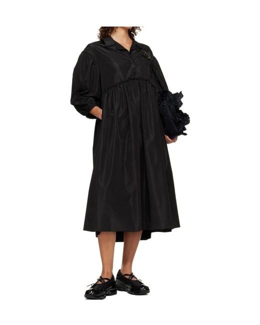 Simone Rocha Black Embellished Shirt Dress