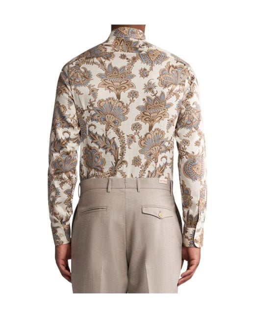 Etro Brown Paisley-Printed Curved Hem Shirt for men