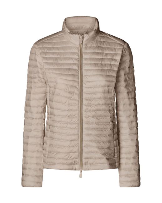 Save The Duck Brown Quilted Stand Collar Down Jacket
