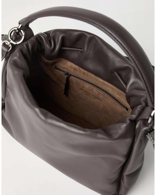 Brunello Cucinelli Gray Mellow Small Bucket Bag