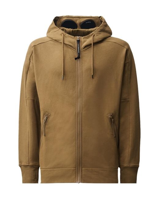 C P Company Green Goggle-Detail Zip-Up Hoodie for men