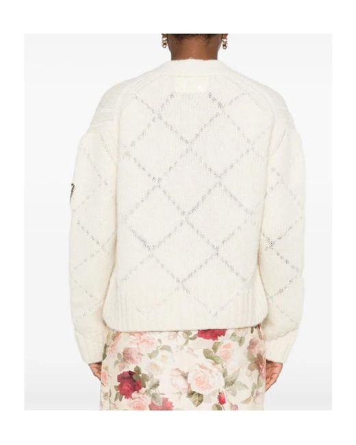 Ermanno Scervino White Button-Front Cable-Knit Cardigan