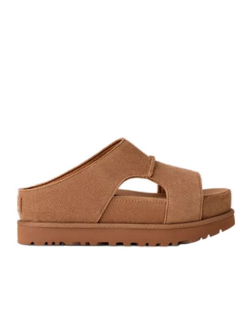 Ugg Brown Goldenstar Hi Cutout Slides