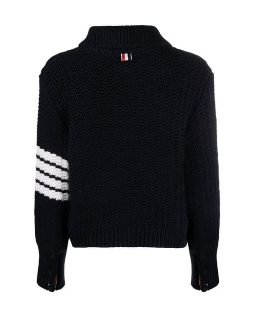 Thom Browne Black Chunky-Knit Merino-Wool Cardigan