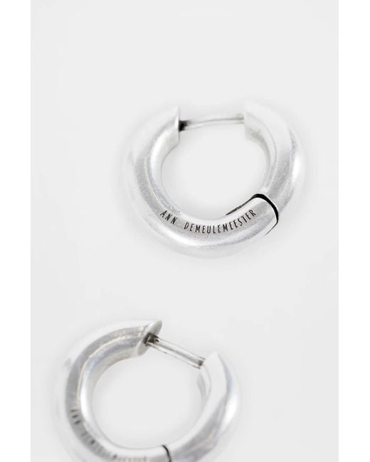 Ann Demeulemeester White Hoop Earrings