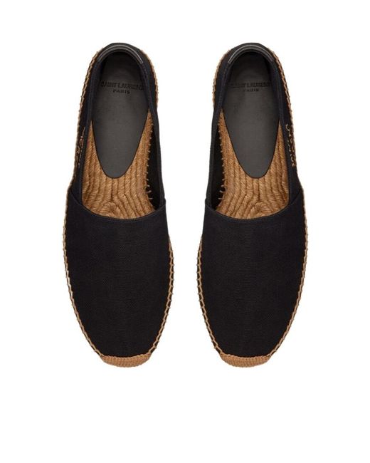 Saint Laurent Black Logo Embroidered Slip-On Espadrilles for men