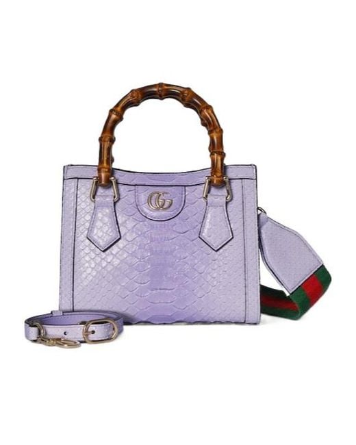 Gucci Purple Diana Small Python Tote Bag