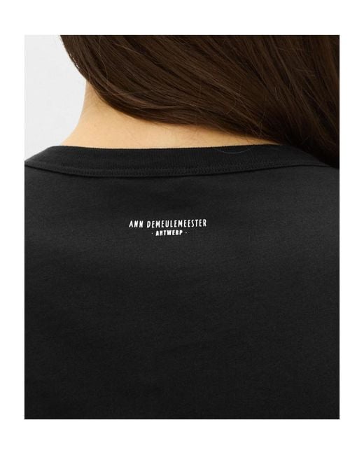 Ann Demeulemeester Black Dot Graphic-Print Ruched Top