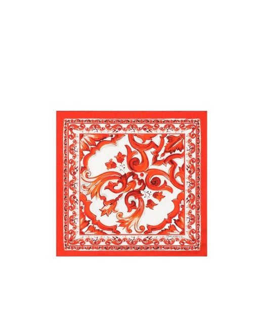 Dolce & Gabbana Red Maiolica Print Scarf
