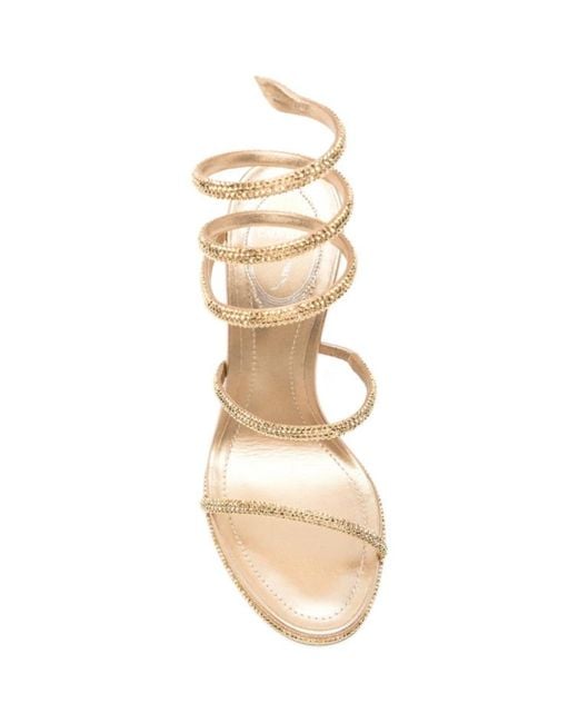 Rene Caovilla Metallic Round-Toe High-Heeled Sandals