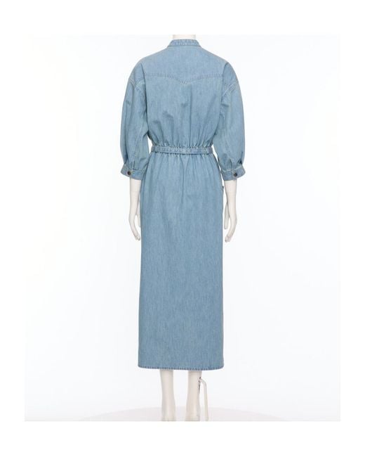 Valentino Blue Long-Sleeved Dress