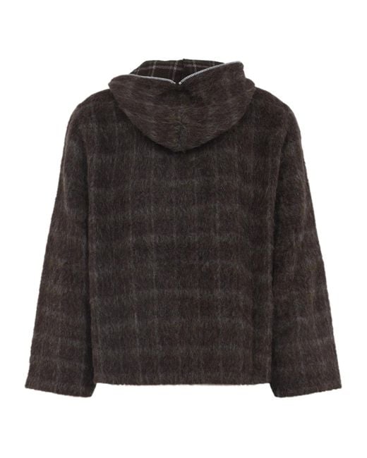 Our Legacy Black Hairy Wool Check Zip-Up Sweatshirt for men