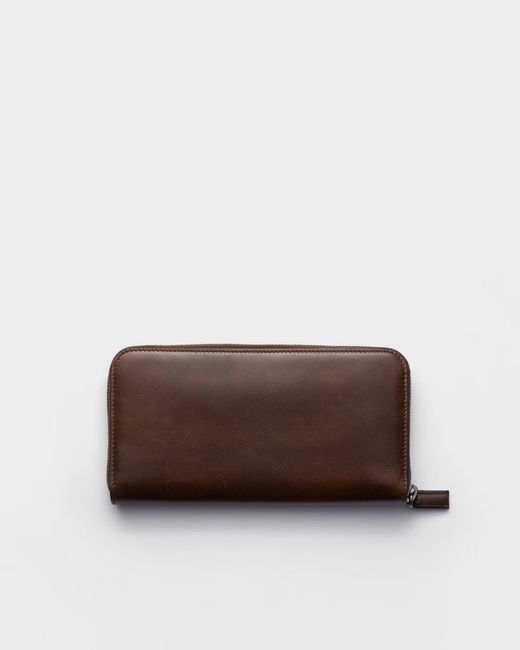Prada Brown Antiqued Leather Wallet