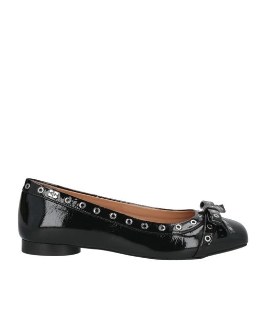 Ganni Black Square-Toed Ballet Shoes