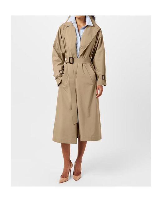 Weekend by Maxmara Natural Fatto Water-Repellent Double-Breasted Long Sleeve Trench Coat