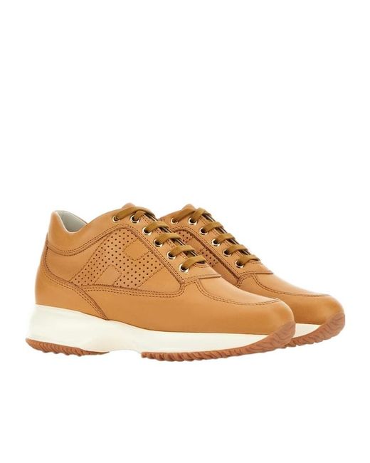 Hogan Brown Interactive Lace-Up Sneakers