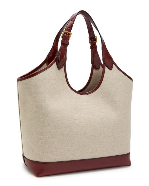 Versace Natural Large Leather And Canvas Tote Bag
