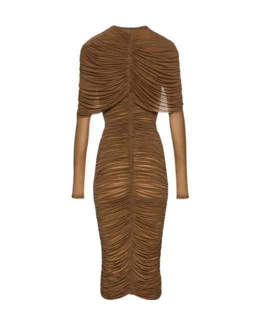 Magda Butrym Brown Draped Midi Dress
