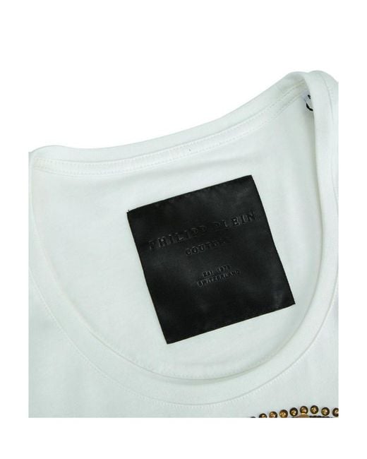 Philipp Plein White Skull Pattern T-Shirt