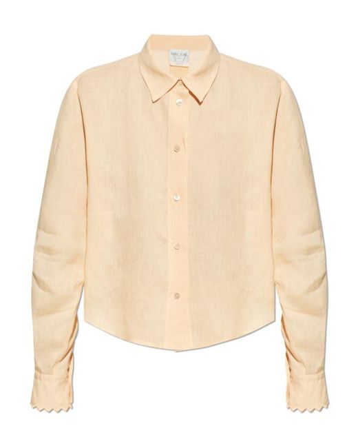 Forte_forte Natural Linen Gauze Shirt With Embroidery