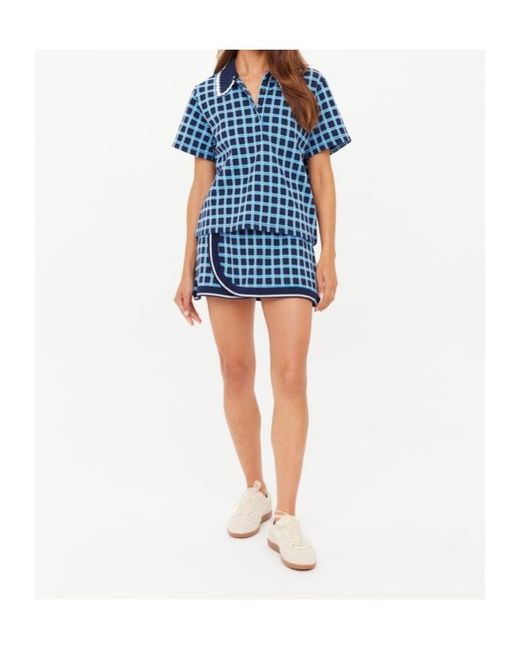 The Upside Blue Clubhouse Checked Polo Top