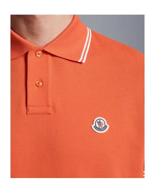 Moncler Orange Logo Patch Polo Shirt for men