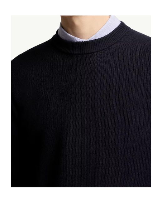 Moncler Blue Leather Logo Wool Sweater for men