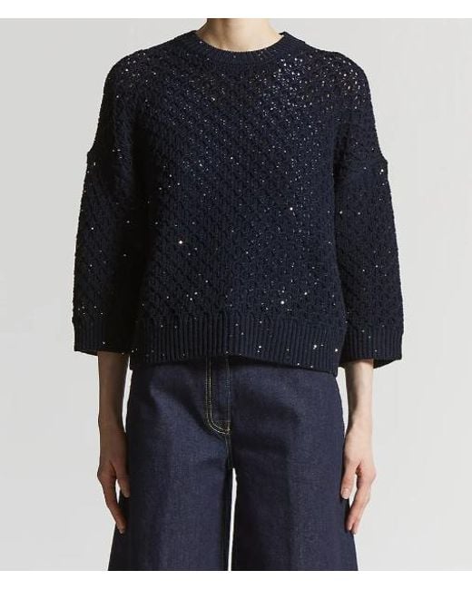 Peserico Black Sequin-Embellished Wool Sweater