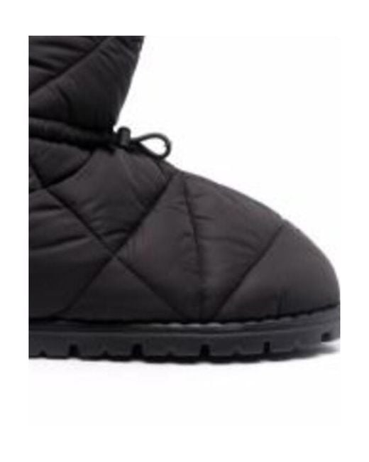 Prada Black Triangle-Quilted Logo-Patch Snow Boots for men