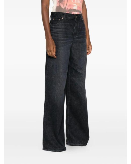 Chloé Black Whiskered Wide-Leg Jeans