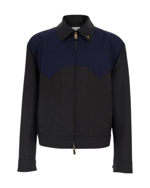 Versace Blue Contrast Yoke Zip Jacket for men