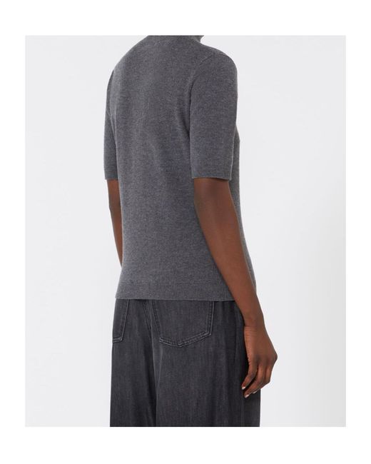 Max Mara Gray Short-Sleeved Knitted Jumper