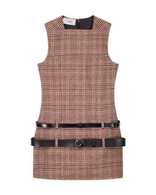 Coperni Brown Check Belted Dress