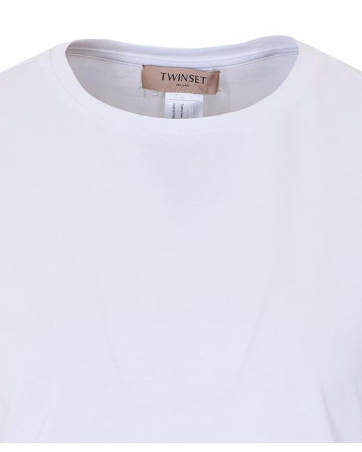 Twinset White Puff-Sleeve T-Shirt