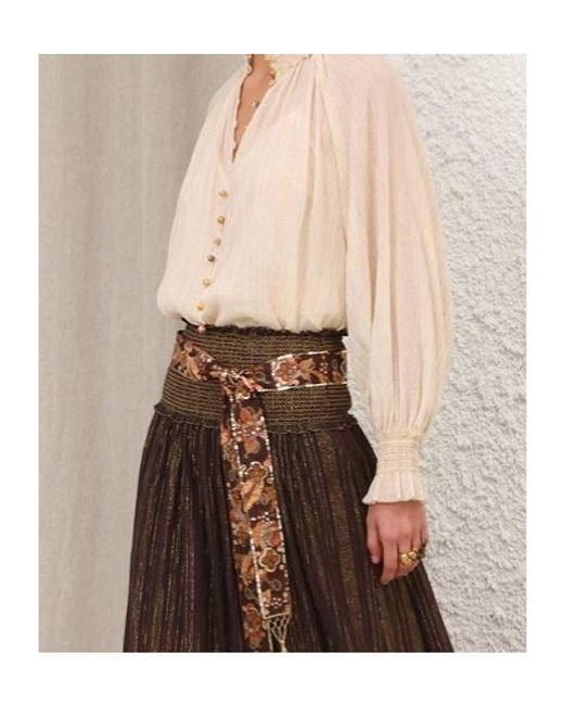 Zimmermann Natural Aster Elasticated Cuff Blouse