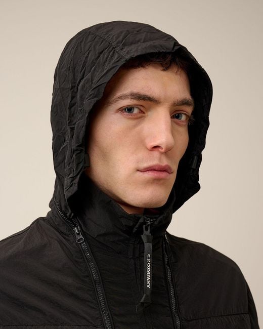 C P Company Black Chrome-R Lens-Detail Hooded Jacket for men