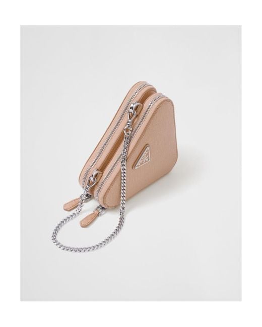 Prada White Saffiano Leather Mini Pouch